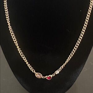 Coach Gold Bracelet with Red Heart and Pearl Charms